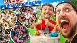 Ice Cream Rolls DIY at Home FV Family Rolled Icecream Homemade Dessert [upl. by Eyeleen]