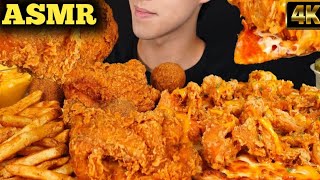 ASMR MUKBANG  BBQ FRIED CHICKEN PIZZA amp FRENCH FRIES [upl. by Rehpetsirhc143]