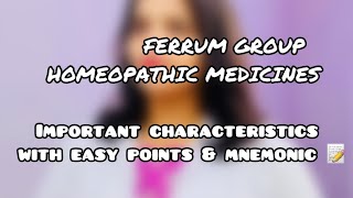 Character of Ferrum Group homeopathic Medicine amp pneumonic ferrum ferrumgroup homeopathy short [upl. by Elocim]