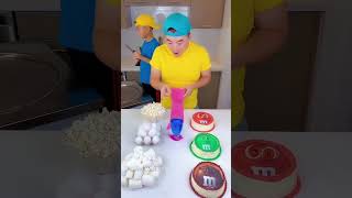 Colorful MampMs cakes vs white food ice cream challenge 🍨 funny shorts [upl. by Alburg]