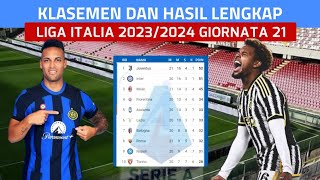 KLASEMEN DAN HASIL LENGKAP LIGA ITALIA PEKAN KE 21  SERIE A 20232024 [upl. by Nuhsar]