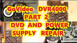 GOVIDEO DVDVCR PART 2 DVD WONT PLAY  POWER SUPPLY REPAIR HIGH ESR CAPACITORS [upl. by Azalea]