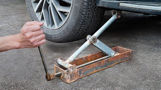 Easy to lift your car with homemade scissor jack  How to DIY scissor lift [upl. by Kimberley313]