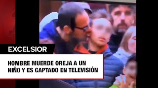 Hombre muerde oreja a un niño y es captado en televisión [upl. by Roselyn131]