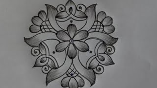 53 dots rangoli design  dip rangoli  flowers rangoli  pensil rangoli sketch [upl. by Noyerb969]