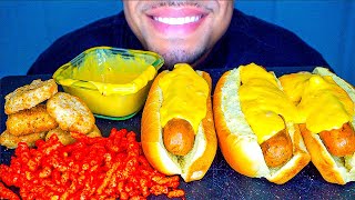 ASMR Cheesy Hot Dogs Cheetos Chicken Nuggets Cheese Sauce Mukbang BIG BITES Jerry Eating No Talking [upl. by Marti]