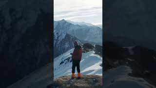 The unreal kedarkantha summit  Epic drone shots  The Dream Trips kedarkanthawintertrek [upl. by Enilecram]