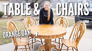 Outdated Orange Oak Table amp Chairs Makeover  DIY Furniture Flip [upl. by Incrocci]