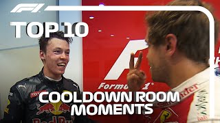 Top 10 Cool Down Room Moments In F1 [upl. by Esinereb]