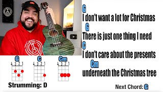 ALL I WANT FOR CHRISTMAS IS YOU  Mariah Carey Ukulele Play Along with Chords and Lyrics [upl. by Basilius]