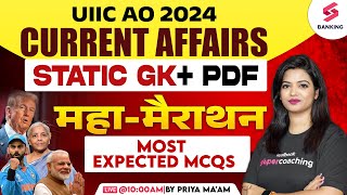 UIIC AO 2024  Current Affairs And Static GK  UIIC AO Current Affairs Marathon  By Priya Maam [upl. by Ytak]