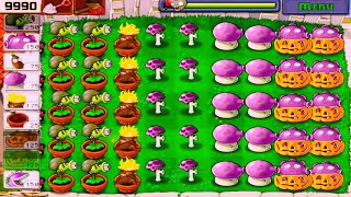 Plants vs Zombies  Survival Day  10 Gatling Pea vs With 3 Mushrooms Gameplay [upl. by Ahseneuq]