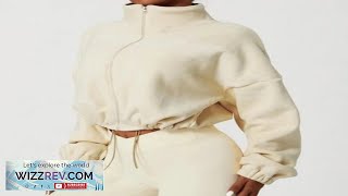 Streetwear Zipper Up Cropped Sweatshirt Women Autumn Casual Long Sleeve Lambs Wool Review [upl. by Eerrahs]