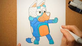 AniaKoloruje  Dla Maluchów  How to color BLUEY  DAD BANDIT  Jak pokolorować BLUEY BLUE [upl. by Lucille549]