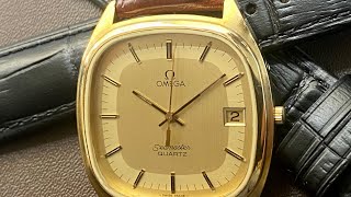 SERVICED Vintage Omega SeaMaster 1337 GMT Quartz  Gold Capped Case  RARE GOLD DOUBLE SQUARE DIAL [upl. by Domineca827]