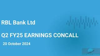 RBL Bank Ltd Q2 FY2425 Earnings Concall [upl. by Danaher]