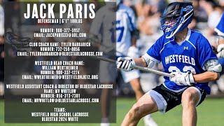 Jack Paris 2023 FallSpring Lax Highlights Partial Season  Westfield HS 24  Blue Star Lacrosse [upl. by Ahsieuqal]