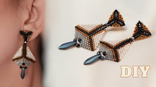 Easy bead earrings tutorial  Peyote triangle earrings [upl. by Previdi]