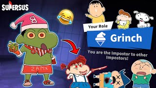 Shinchan became grinch in super sus and trolling imposters 😂🔥  shinchan playing among us 3d 😂 [upl. by Hilel178]