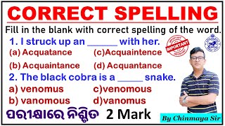 Spelling Test QuestionsCorrect Spelling in EnglishImportant For All ExamOSSCOSSSCFGRIARIICDS [upl. by Alissa]