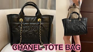 UNBOXING the NEW CHANEL TOTE BAG what fits inside modshots  close up [upl. by Ennairb]