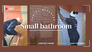 Renter Friendly Bathroom Makeover  Contact paper Installation [upl. by Nainatrad]