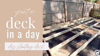 DECK IN A DAY part 01  How to Build a Ground Level Deck  DIY Floating Deck [upl. by Hinkel999]