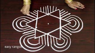 new padi kolam designs with 5 dots  geetala muggulu  margazhi kolam easy amp simple rangoli [upl. by Orville]