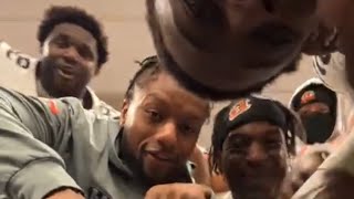 Joe Mixon amp Bengals locker room celebration 4Pittsburgh win after Mixon was taken out 4concussion [upl. by Ynehpets818]