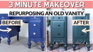 Repurposing an Old Vanity  3 Minute Makeover [upl. by Akinorev314]