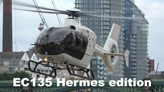 RARE EC135 Hermes edition landing engine startup and takeoff at London Heliport GSENS [upl. by Adaynek]