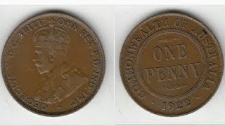 Australia 1922 One Penny Coin VALUE [upl. by Benkley647]