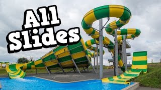 Aqualand Moravia  All Water Slides  Tobogany Onride POV [upl. by Esnohpla]