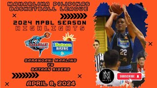 MPBL HIGHLIGHTS SARANGANI MARLINS VS BATAAN RISERS APRIL 8 2024 [upl. by Xuagram229]