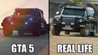 GTA 5 ONLINE NEW GUNRUNNING DLC CARS amp VEHICLES IN REAL LIFE GTA 5 GUNRUNNING UPDATE [upl. by Blaire198]