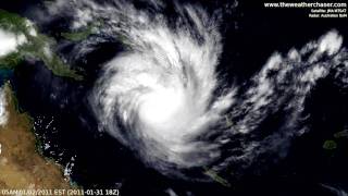 Satellite amp Radar Timelapse  Tropical Cyclone Yasi Update 10  Final [upl. by Shawn]