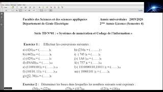 TD01Système de Numération et codage de linformation [upl. by Atteuqcaj]