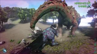 Ark Survival Evolved Giga vs Titan Close Call [upl. by Deaner]