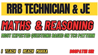 RRB Technician 2024 maths amp reasoning most Expected Questions RRB Maths Class by boopathi sir [upl. by Gile]