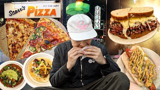 NEW YORK CITY FOOD TOUR KATZS PASTRAMI SCARRS PIZZA BACON EGG amp CHEESE LOS TACOS 1 [upl. by Sanjiv584]