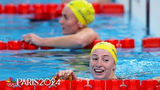 Mollie O’Callaghan gets the edge on Ariarne Titmus field in women’s 200 free  Paris Olympics [upl. by Ellimac]