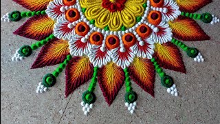 Big Rangoli Designs For Navaratri  Diwali Rangoli Designs  Simple Dasara Rangoli [upl. by Nwahsuq]