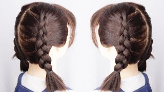 Peinados Con Trenzas Para Cabello Corto Para Niña Faciles  Peinado Para Niña Facil Y Rapido [upl. by Rodge]