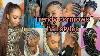 Trendy cornrows hairstyles for black women  Cornrows braids hairstyles Cornrows hairstyles 2024 [upl. by Ferreby]