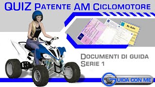 QUIZ Patente AM ciclomotori 50cc minicar  Patente motorino QUIZ argomento Documenti di guida [upl. by Wilser]