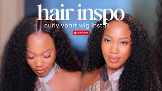 Minimum Leave Out  CURLY VPART WIG Install  Healthy Natural Hair  Wiggins Hair X ForeverCryssy [upl. by Eisiam]