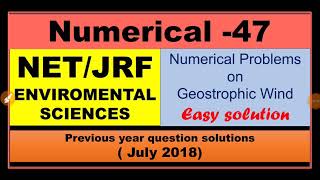 Geostrophic wind numerical questions with solution NTA NET JRF environmental sciences mind mapping [upl. by Enneicul991]