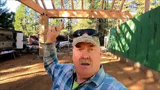 Installing the tongue and groove planks on the porte cochere  Building your own house [upl. by Oht]