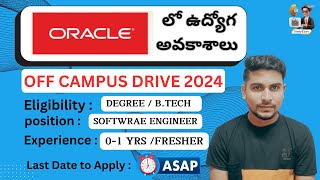 Oracle Off Campus Drive 2024  Associate Software Engineer  Freshers Jobs in Bangalore [upl. by Sukin]