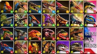 ALL GEN 1 Vs GEN 2 LEVEL 40 GEN 1 VS GEN 2  JURASSIC WORLD THE GAME [upl. by Benedix850]